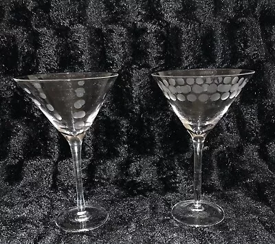 Mikasa CHEERS Set Of 2 Martini Crystal Glasses 7 3/8” Polka Dots Pattern • $18