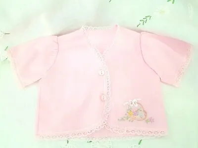 Vintage Dolls Bedjacket Pink Embroidered 1950s Bear Clothing Antique Dolls • $10