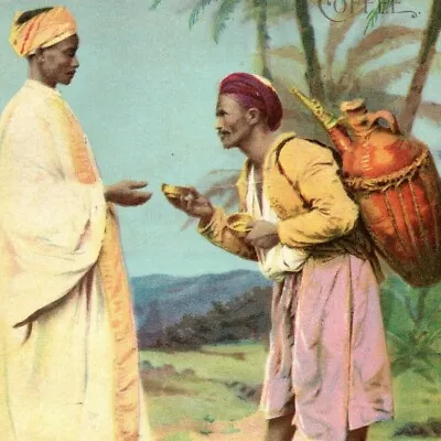 W.F. McLaughlin's Coffee Victorian Trade Card Arab Men Serving Coffee Desert Urn • $79.99