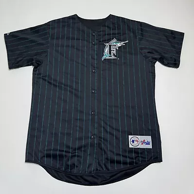 Vintage 90s Florida Marlins Reversible Pinstripe Jersey Majestic Men’s Size L • $64.99