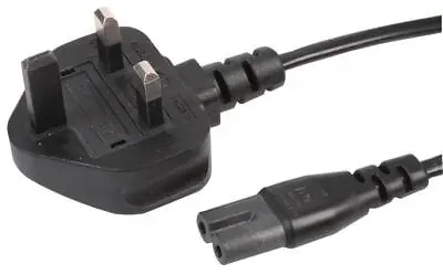 UK Mains Plug To C7 Lead Black 0.5m - PRO ELEC • £4.89
