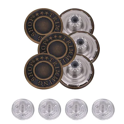 10 Hammer On Jeans Buttons 17mm Bronze Metal Finish Denim Jacket Trousers • £2.29