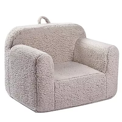 Kids Snuggly-Soft Sherpa Chair Cuddly Toddler Foam Chair For Boys Light Grey • $88.09