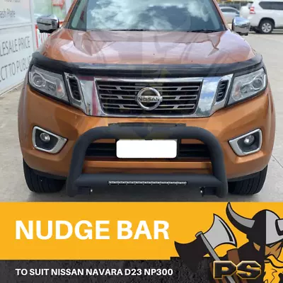 Nudge Bar For Nissan Navara NP300 2014-2019 Matte Black Steel Grille + Light Bar • $289