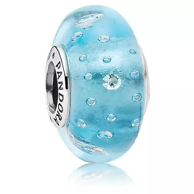 Genuine PANDORA Blue Fizzle Effervescence Glass Murano Charm 791618CZ RETIRED • £14.55