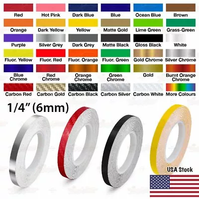 $8.95 • Buy 1/4  Roll Vinyl Pinstriping Pin Stripe Solid Line Car Tape Decal Stickers 6mm