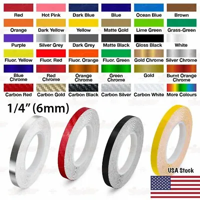 1/4  Roll Vinyl Pinstriping Pin Stripe Solid Line Car Tape Decal Stickers 6mm • $8.95