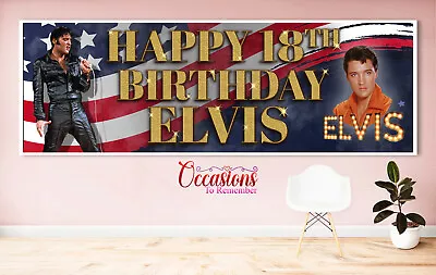 Personalised Elvis Presley Party Birthday Banner 36  X 12  Any Name & Age • $4.97