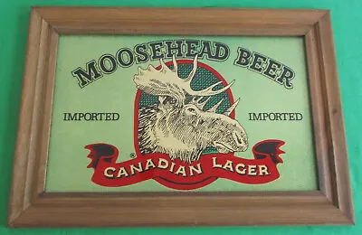 Moosehead Beer Canadian Lager Wood Framed Foil Glass Carnival Prize Sign Plaque • $59.99