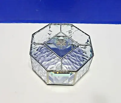 Vintage Octagon Lead Glass Trinket Box Thumbprint Pattern • $35