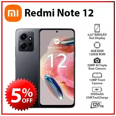 (New&Unlocked) Xiaomi Redmi Note 12 8GB+128GB GREY Dual SIM Android Mobile Phone • $364.99