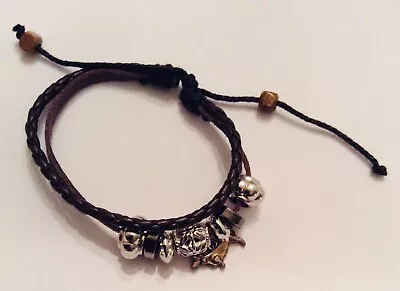 Leather Beaded Dachshund Charm Bracelet • $1.99