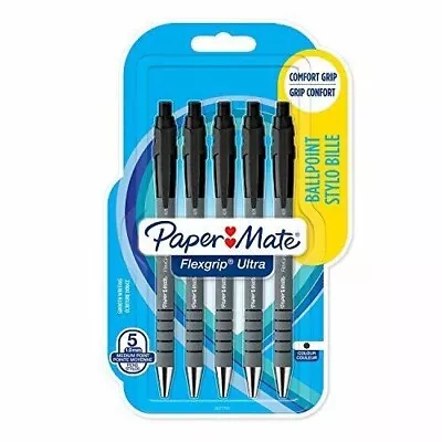 UK Flexgrip Ultra Retractable Ballpoint Pens Medium Point 1.0 Mm Black 5 Count • £5.88