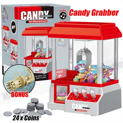 Mini Candy Grabber Carnival Claw Machine Vending Arcade Prize Game Kids Toy Coin • $43