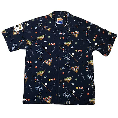 D’em Crazy Shirt Large Blue Multicolor Short Sleeve Billiards 8 Ball Pool • $9.96