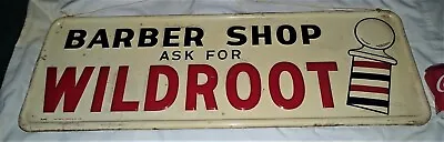 Vintage American Barber Shop Pole Wild Root Metal Hair Salon Art Display Lg Sign • $1000