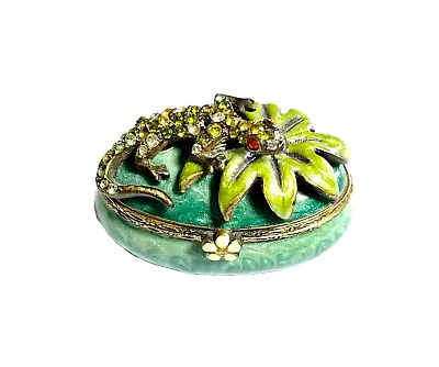 Jay Strongwater Lizard Geiko Pill Trinket Box Swarovski Crystals Enamel • $65