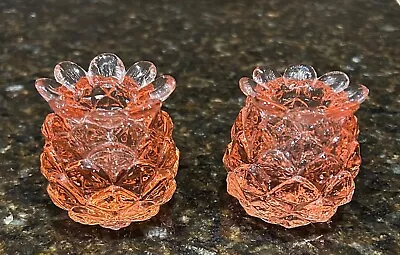 2 Inch Tall Pink Glass Pineapple Shaped Candle Holders • $5