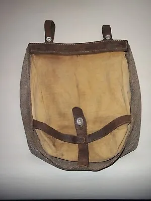 Vintage Swiss Army Bread Bag Leather Strap Shoulder Messenger Bike Satchel • $21.99