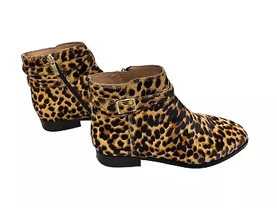 J. Jill Booties Womens Size 7 Leopard Calf Hair Leather Ankle Booties Zipper • $28.49