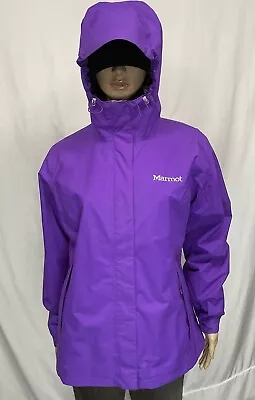 MARMOT STORM SHIELD PreCIp Full Zip Lined Waterproof Hooded Rain Jacket Women L • £55.92