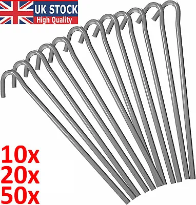 £15.99 • Buy 10-50x Heavy Duty Galvanised Steel Tent Pegs Metal Camping Ground Sheet Anchor.