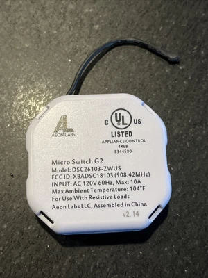 $22 • Buy Aeon Labs Aeotec DSC26103-ZWUS Z-Wave Micro Smart Switch G2, 2nd Edition