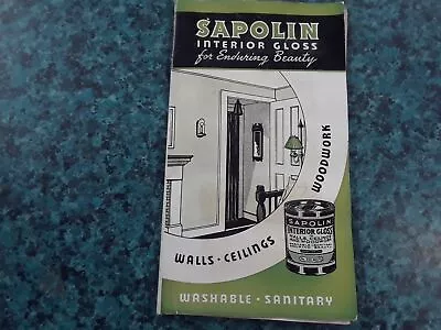 Vtg 1939 Sapolin Interior Gloss Wall Paint Color Sample Chip Chart Brochure • $9.99