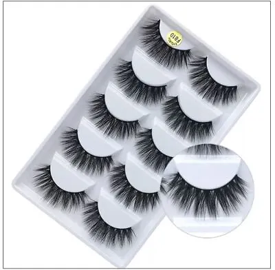 5 Pair 3D Mink False Eyelashes Wispy Cross Long Thick Soft Fake Eye Lashes • £3.99