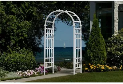 White Vinyl Arbor 81 In. X 36 In. Yard Garden Pathway Weather Resistant Accent • $177.70