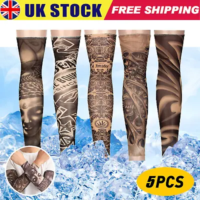 £5.99 • Buy 5 Pack Tattoo Sleeves Nylon Temporary Fake Full Arm Tatoo Sleeve Stocking