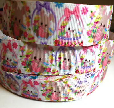  EASTER BUNNY Grosgrain Ribbon (25mm) Widthfor Crafthaircake Deco Etc • £1.99