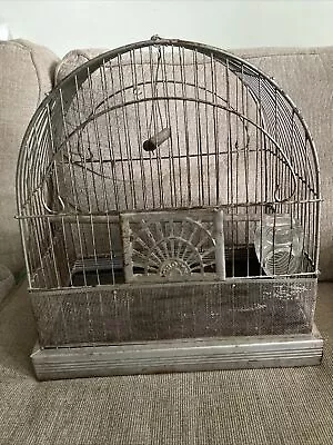 Vintage WIRE BIRD CAGE CROWN ART DECO  With Glass Feeder • $68