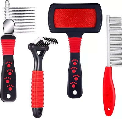 4 Pieces Dog Dematting Comb Poodle Brushes For Grooming Pet Cat Cleaning Slicker • $22.86
