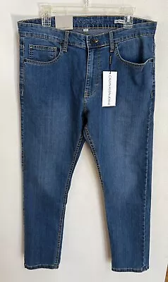 NWT CALVIN KLEIN Men's Slim Straight Jean Slim Fit Medium Black Blue Pants 34x30 • $47.99