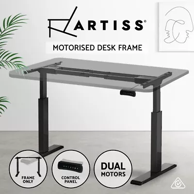 Artiss Standing Desk Frame Only Dual Motor Motorised Adjustable 100KG Load Black • $302.95