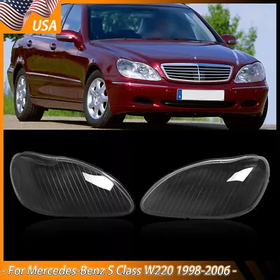 Left+ Right Headlight Lens Cover For Mercedes-Benz 1998-2006 W220 S430 S500 S600 • $59.99