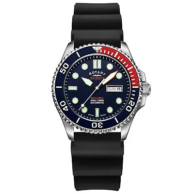 Rotary Super 7 SCUBA Pepsi Auto Navy Blue Dial Silicone Mens Watch Diver S7S004S • £205