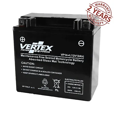 Kawasaki ZX 1400 ZZR1400 ABS 2012 VP14-4 Vertex Battery AGM 12V YTX14-BS • £47.99