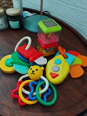 Bundle Of Baby Teethers/Rattles / 2 Sensory Blocks • £7