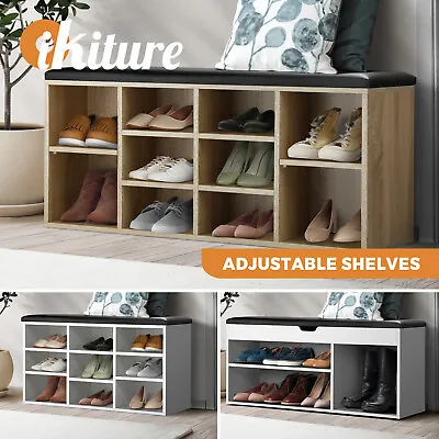 $77.90 • Buy Oikiture Shoe Cabinet Bench Shoe Storage Rack PU Padded Seat Organiser Shelf