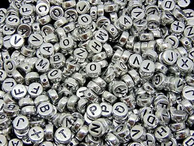 500 Pcs 7mm Mixed Silver Coloured Acrylic Alphabet Letter Beads Jewellery D227 • £5.95