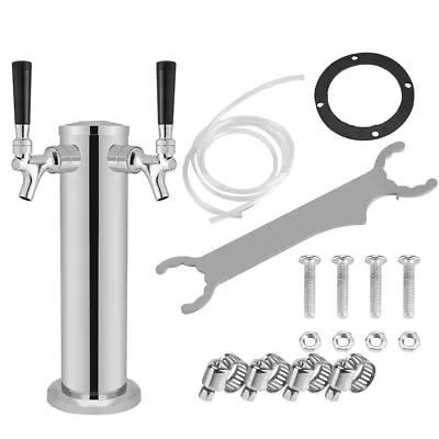 Dual-headed 2 Tap Stainless Draft Beer Tower Dual Chrome Faucet Homebrew Home GO • $135.56