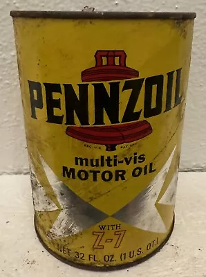 Vintage Pennzoil Multi-vis Motor Oil W/z-7 Can 1 Quart 10w-20w-30 • $15