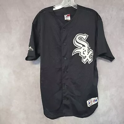 Vintage Majestic Chicago White Sox Black Mesh Baseball Jersey Mens L USA • $29.99