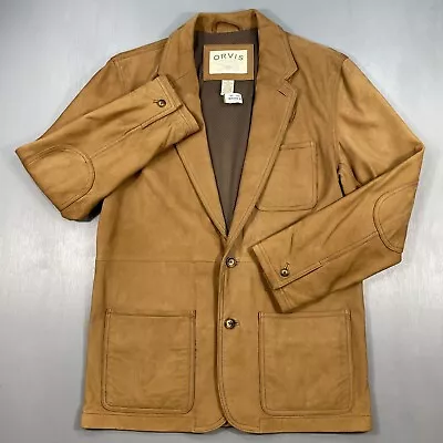 Orvis Bandera Jacket Men 38 Regular Brown Leather Blazer Hunting Safari Shooting • $149.89