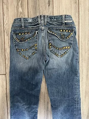 J & Company Women Straight Jeans Sz 28 Blue Studded Y2K 00s Grunge • $19.99