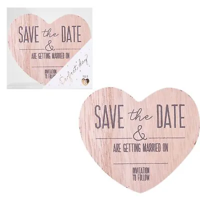 $19.37 • Buy Perfect Day Pack Of 8 Wooden Heart Wedding 'Save The Date' Magnets