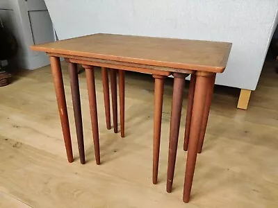 DANISH TEAK BRAMIN NEST OF TABLES OWNED FROM NEW 1970s. GOOD USED CONDITION. • £75