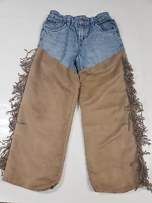 Levis Child Chaps Size 7XR  Jeans Pants Rider Costume Cowgirl Cowboy Worn Fringe • $14.99